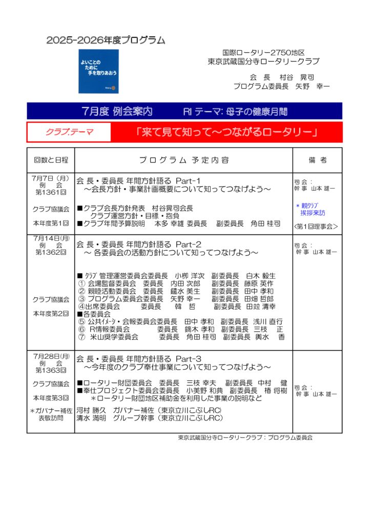 例会プログラム